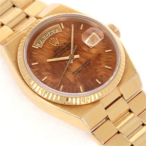 rolex day date yellow gold wood dial|rolex gold day date 36mm.